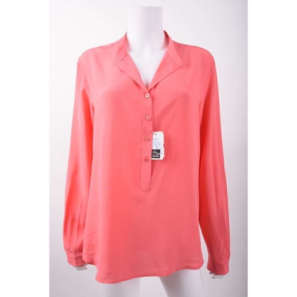 Stella McCartney Womens Silk Shirt Sz 42 US 6 Pink Popover half button NWT